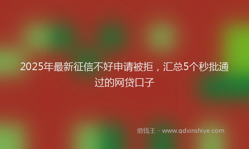 2025年最新征信不好申请被拒，汇总5个秒批通过的网贷口子