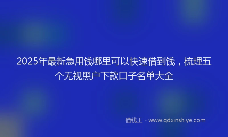 2025年最新急用钱哪里可以快速借到钱，梳理五个无视黑户下款口子名单大全