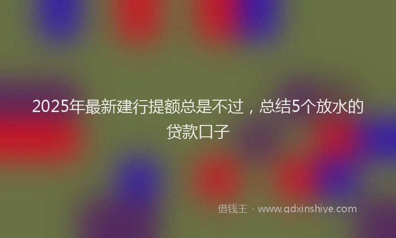 2025年最新建行提额总是不过，总结5个放水的贷款口子