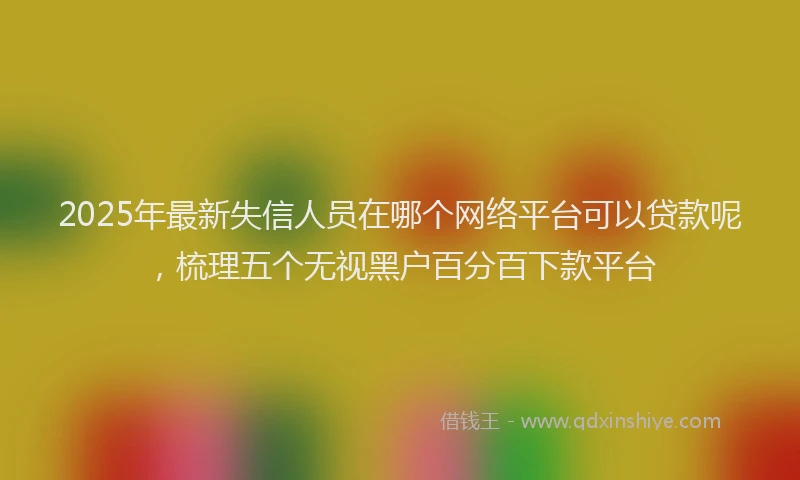 2025年最新失信人员在哪个网络平台可以贷款呢，梳理五个无视黑户百分百下款平台