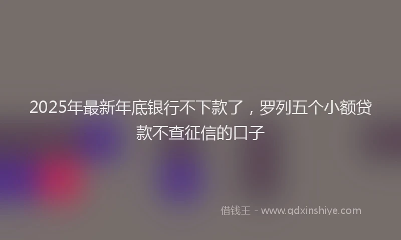 2025年最新年底银行不下款了，罗列五个小额贷款不查征信的口子