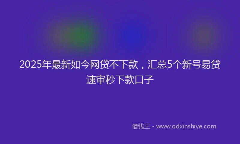 2025年最新如今网贷不下款，汇总5个新号易贷速审秒下款口子