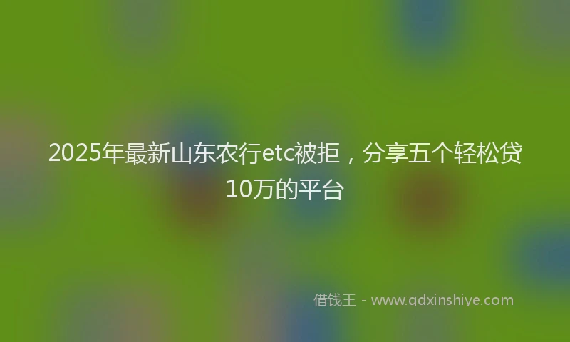 2025年最新山东农行etc被拒，分享五个轻松贷10万的平台