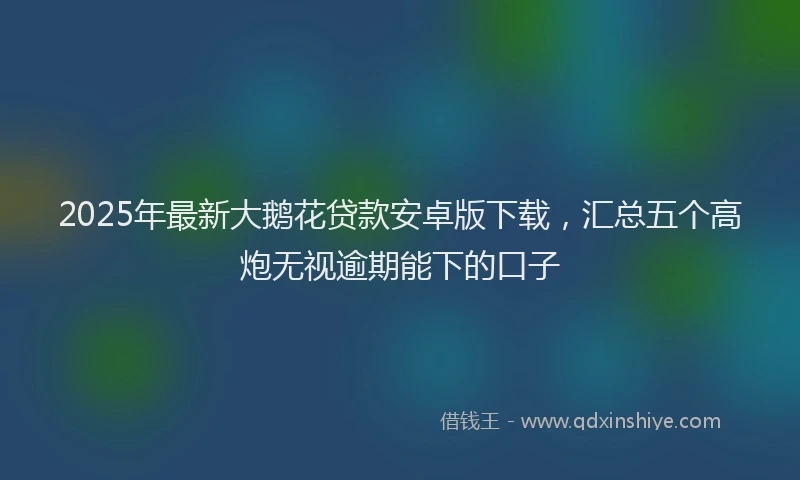 2025年最新大鹅花贷款安卓版下载，汇总五个高炮无视逾期能下的口子