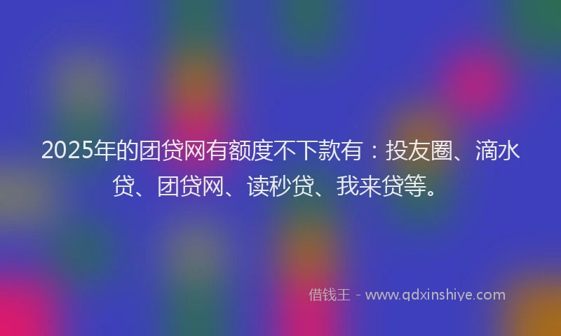 2025年的团贷网有额度不下款有：投友圈、滴水贷、团贷网、读秒贷、我来贷等。