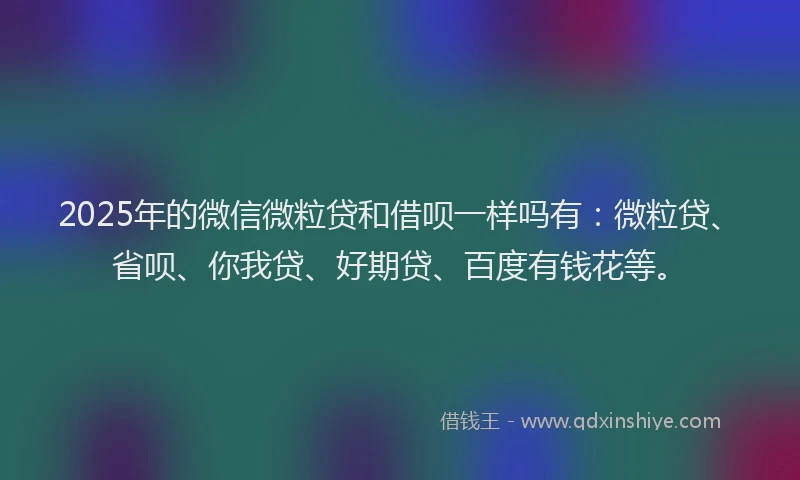 2025年的微信微粒贷和借呗一样吗有：微粒贷、省呗、你我贷、好期贷、百度有钱花等。