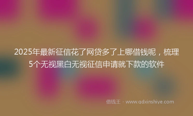 2025年最新征信花了网贷多了上哪借钱呢，梳理5个无视黑白无视征信申请就下款的软件