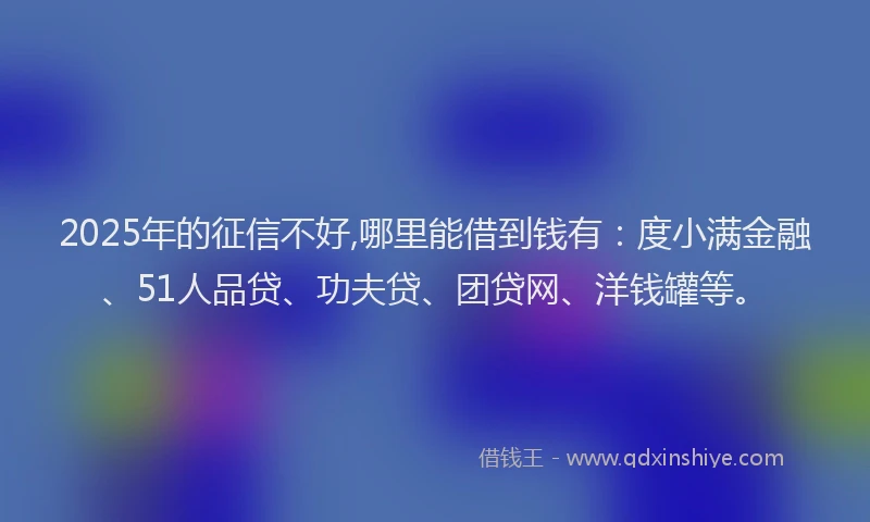 2025年的征信不好,哪里能借到钱有：度小满金融、51人品贷、功夫贷、团贷网、洋钱罐等。
