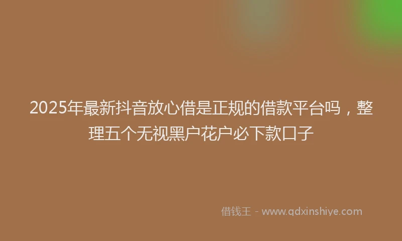 2025年最新抖音放心借是正规的借款平台吗，整理五个无视黑户花户必下款口子