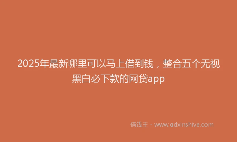 2025年最新哪里可以马上借到钱，整合五个无视黑白必下款的网贷app