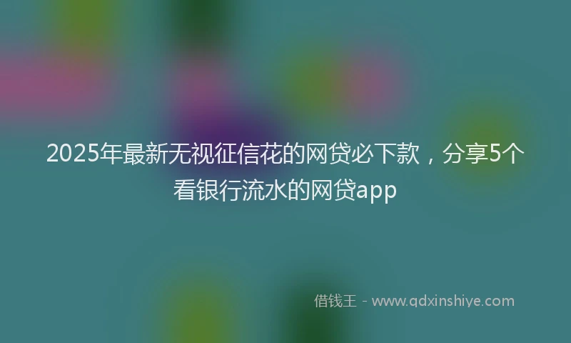 2025年最新无视征信花的网贷必下款，分享5个看银行流水的网贷app