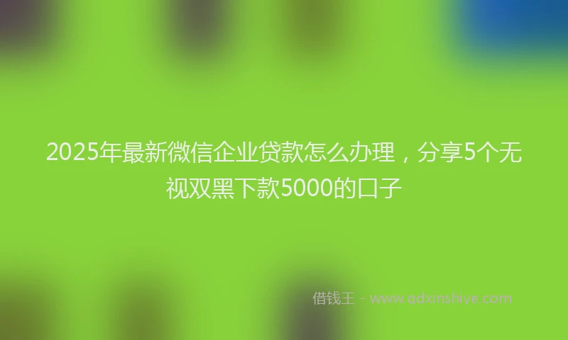 2025年最新微信企业贷款怎么办理，分享5个无视双黑下款5000的口子