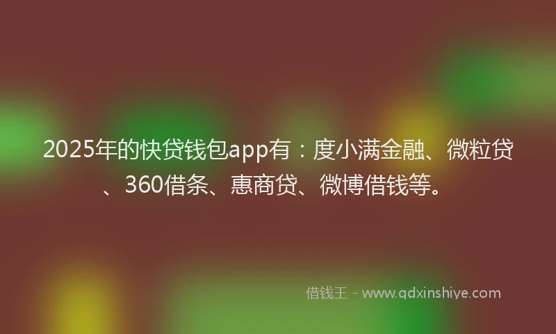 2025年的快贷钱包app有：度小满金融、微粒贷、360借条、惠商贷、微博借钱等。