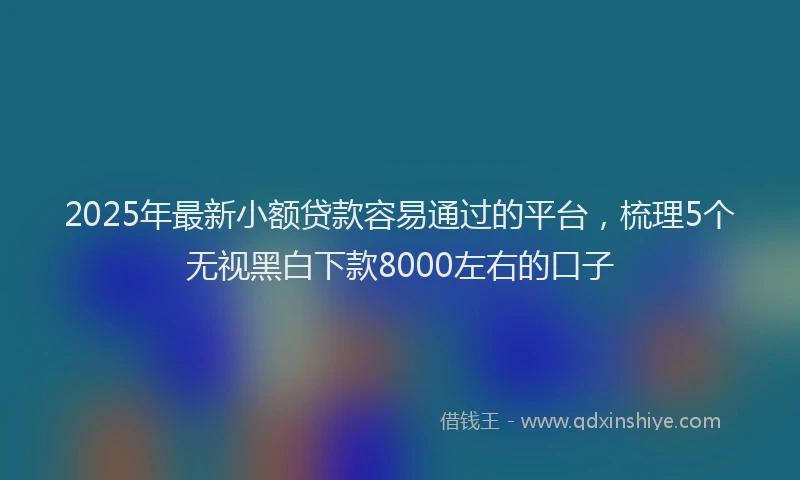 2025年最新小额贷款容易通过的平台，梳理5个无视黑白下款8000左右的口子