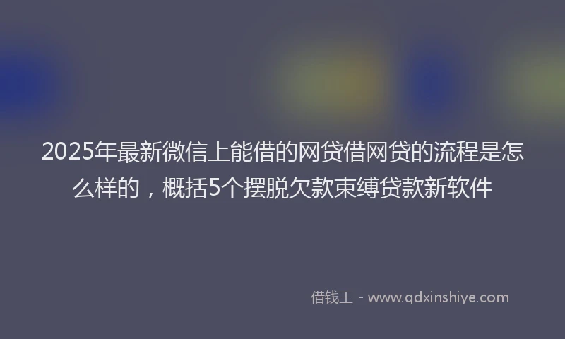 2025年最新微信上能借的网贷借网贷的流程是怎么样的，概括5个摆脱欠款束缚贷款新软件