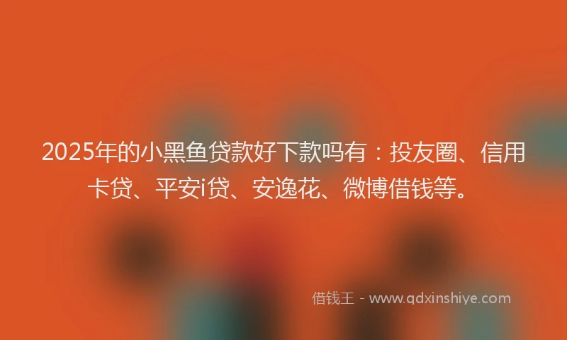 2025年的小黑鱼贷款好下款吗有：投友圈、信用卡贷、平安i贷、安逸花、微博借钱等。