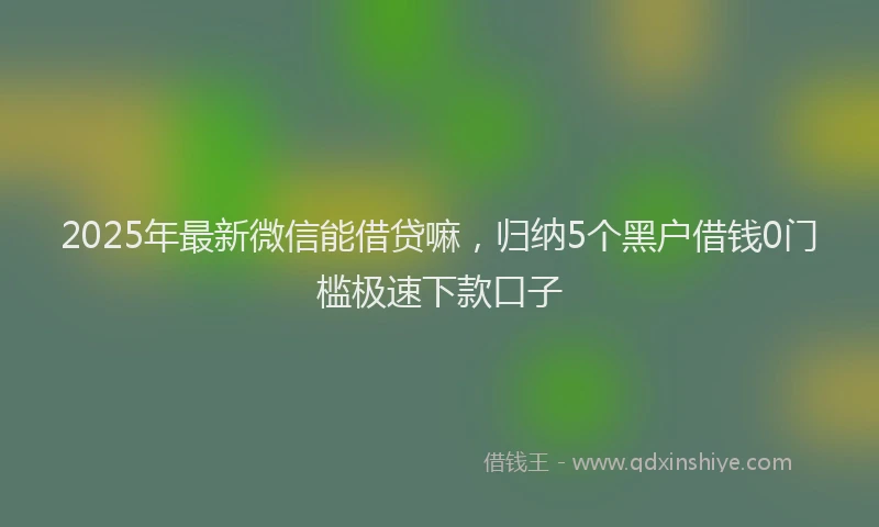 2025年最新微信能借贷嘛，归纳5个黑户借钱0门槛极速下款口子
