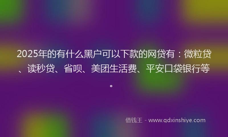 2025年的有什么黑户可以下款的网贷有：微粒贷、读秒贷、省呗、美团生活费、平安口袋银行等。