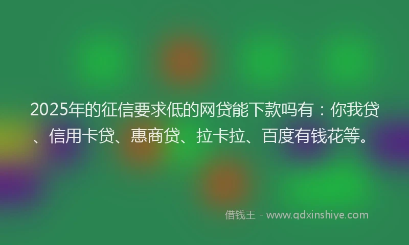 2025年的征信要求低的网贷能下款吗有：你我贷、信用卡贷、惠商贷、拉卡拉、百度有钱花等。