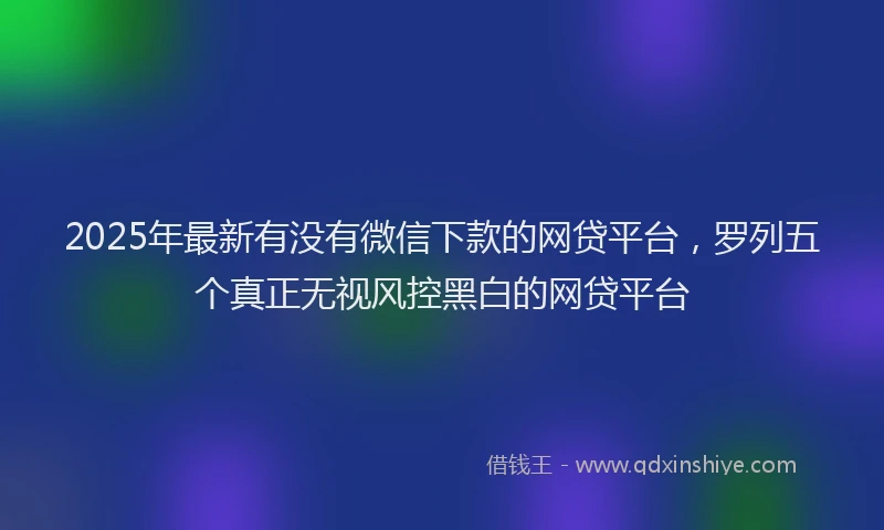 2025年最新有没有微信下款的网贷平台，罗列五个真正无视风控黑白的网贷平台