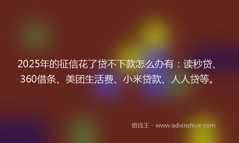 2025年的征信花了贷不下款怎么办有：读秒贷、360借条、美团生活费、小米贷款、人人贷等。