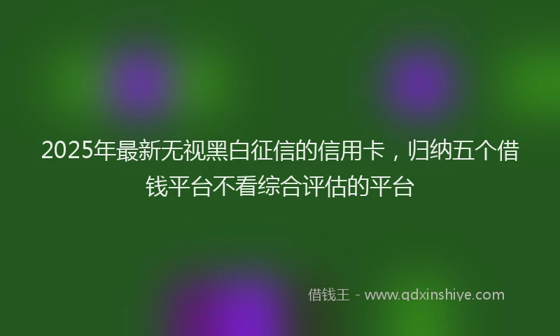 2025年最新无视黑白征信的信用卡，归纳五个借钱平台不看综合评估的平台