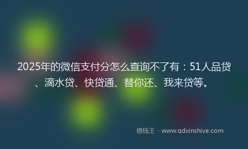 2025年的微信支付分怎么查询不了有：51人品贷、滴水贷、快贷通、替你还、我来贷等。