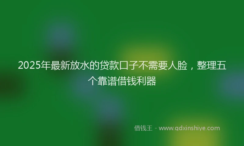 2025年最新放水的贷款口子不需要人脸，整理五个靠谱借钱利器