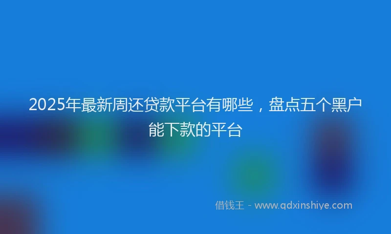 2025年最新周还贷款平台有哪些，盘点五个黑户能下款的平台