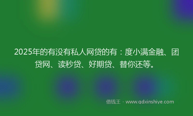2025年的有没有私人网贷的有：度小满金融、团贷网、读秒贷、好期贷、替你还等。