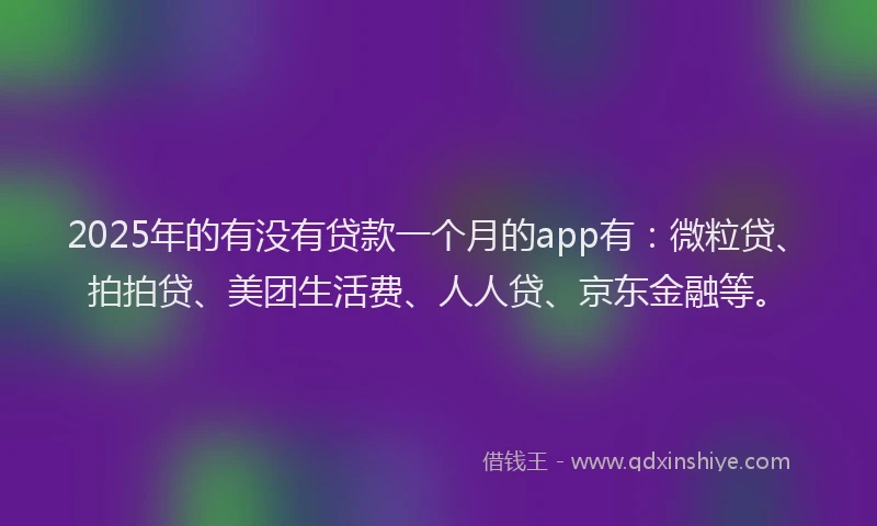 2025年的有没有贷款一个月的app有：微粒贷、拍拍贷、美团生活费、人人贷、京东金融等。