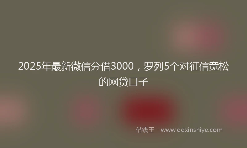 2025年最新微信分借3000，罗列5个对征信宽松的网贷口子