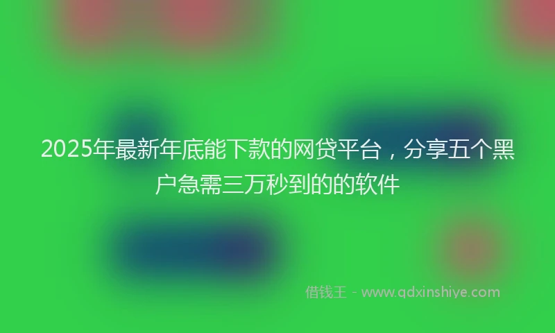 2025年最新年底能下款的网贷平台，分享五个黑户急需三万秒到的的软件