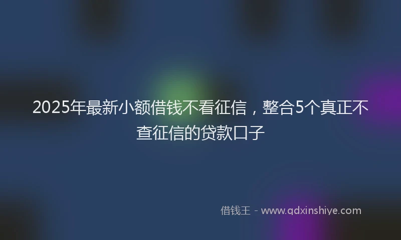 2025年最新小额借钱不看征信，整合5个真正不查征信的贷款口子