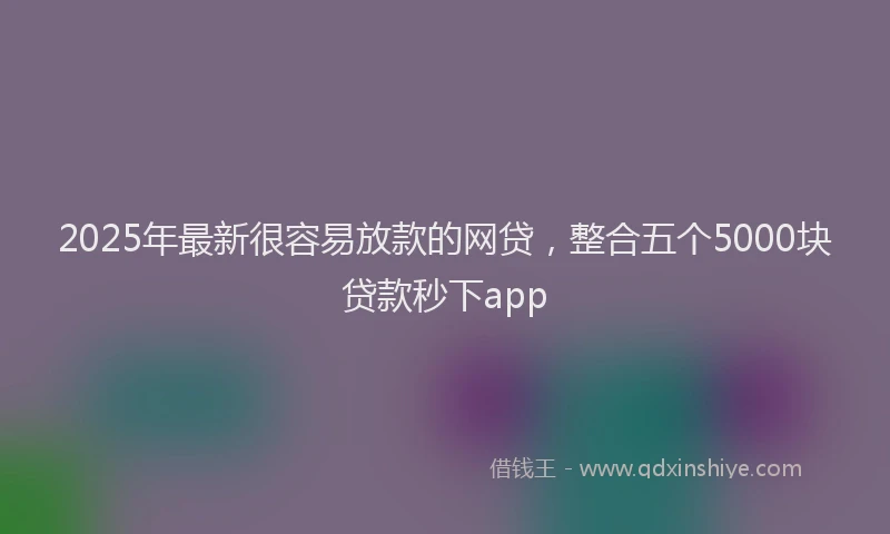 2025年最新很容易放款的网贷，整合五个5000块贷款秒下app