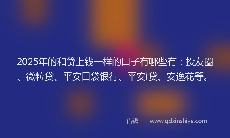 2025年的和贷上钱一样的口子有哪些有：投友圈、微粒贷、平安口袋银行、平安i贷、安逸花等。