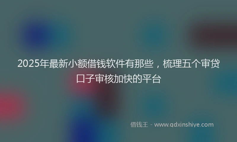 2025年最新小额借钱软件有那些，梳理五个审贷口子审核加快的平台
