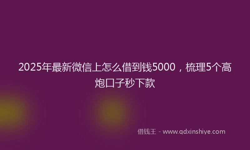 2025年最新微信上怎么借到钱5000，梳理5个高炮口子秒下款
