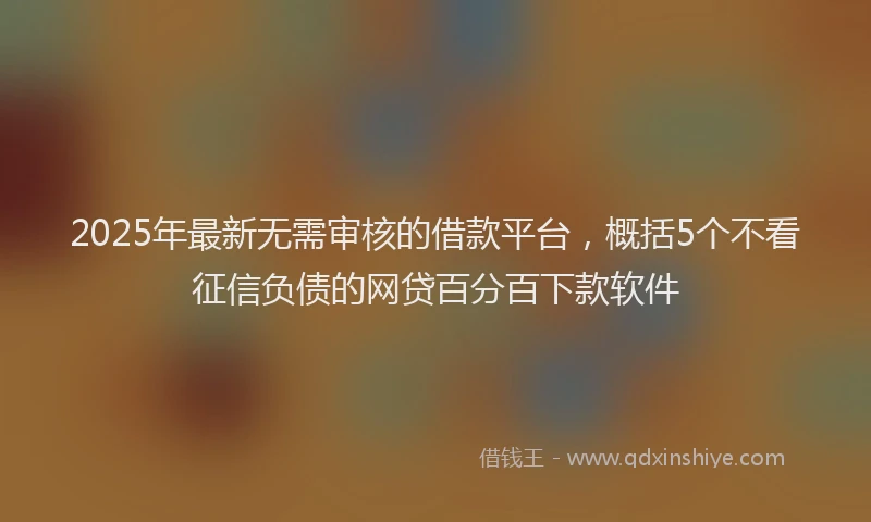 2025年最新无需审核的借款平台，概括5个不看征信负债的网贷百分百下款软件