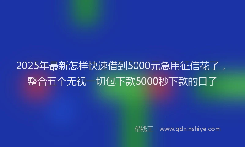2025年最新怎样快速借到5000元急用征信花了，整合五个无视一切包下款5000秒下款的口子