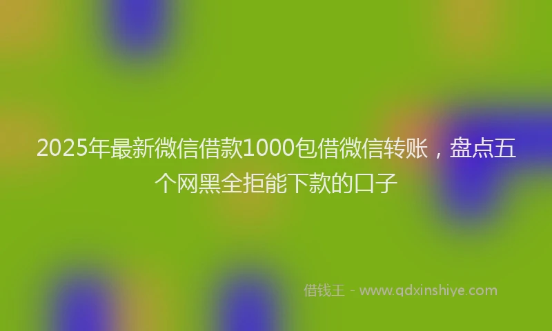2025年最新微信借款1000包借微信转账，盘点五个网黑全拒能下款的口子