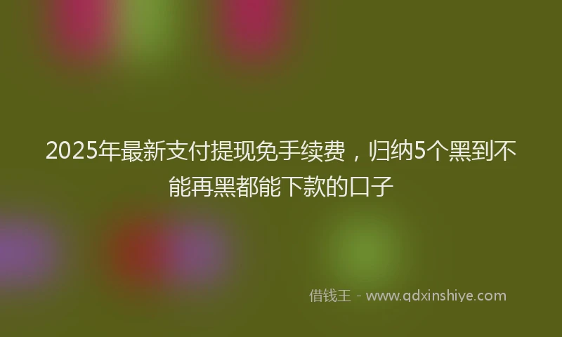 2025年最新支付提现免手续费，归纳5个黑到不能再黑都能下款的口子