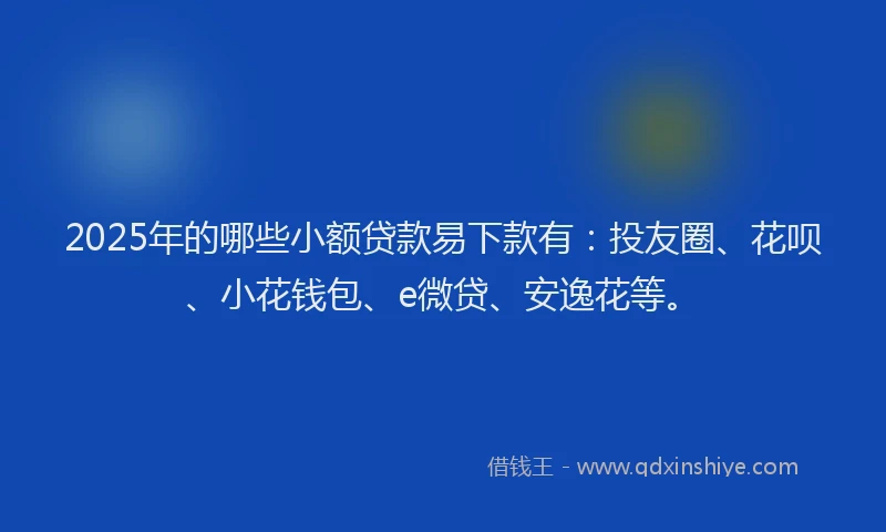2025年的哪些小额贷款易下款有：投友圈、花呗、小花钱包、e微贷、安逸花等。