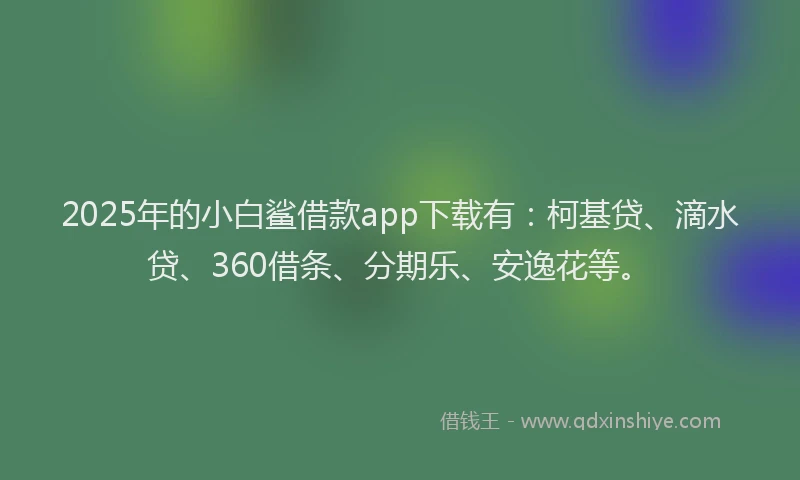 2025年的小白鲨借款app下载有：柯基贷、滴水贷、360借条、分期乐、安逸花等。