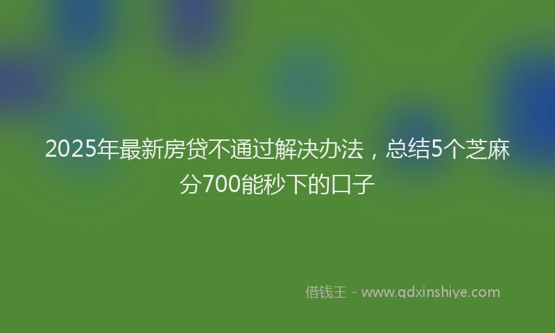 2025年最新房贷不通过解决办法，总结5个芝麻分700能秒下的口子