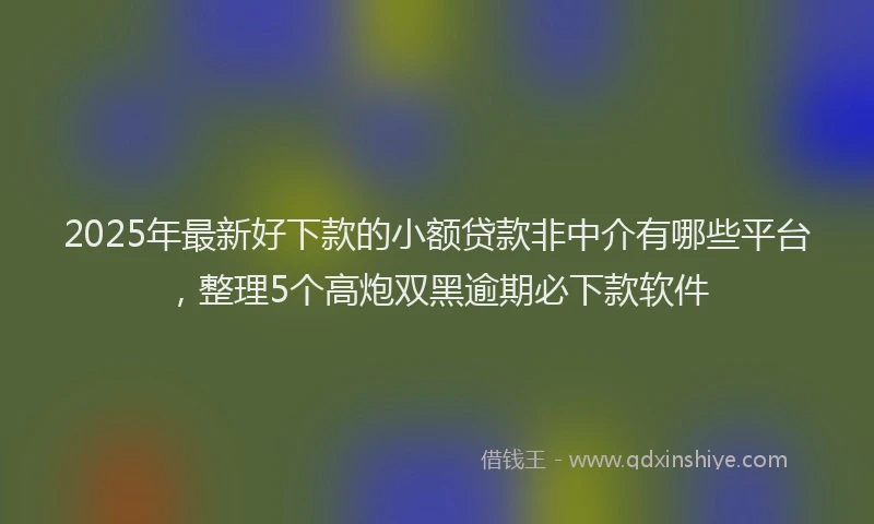 2025年最新好下款的小额贷款非中介有哪些平台，整理5个高炮双黑逾期必下款软件