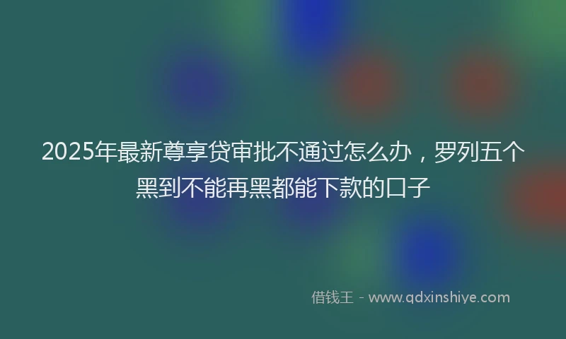 2025年最新尊享贷审批不通过怎么办，罗列五个黑到不能再黑都能下款的口子