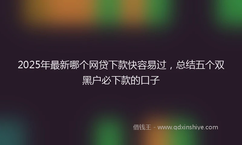 2025年最新哪个网贷下款快容易过，总结五个双黑户必下款的口子