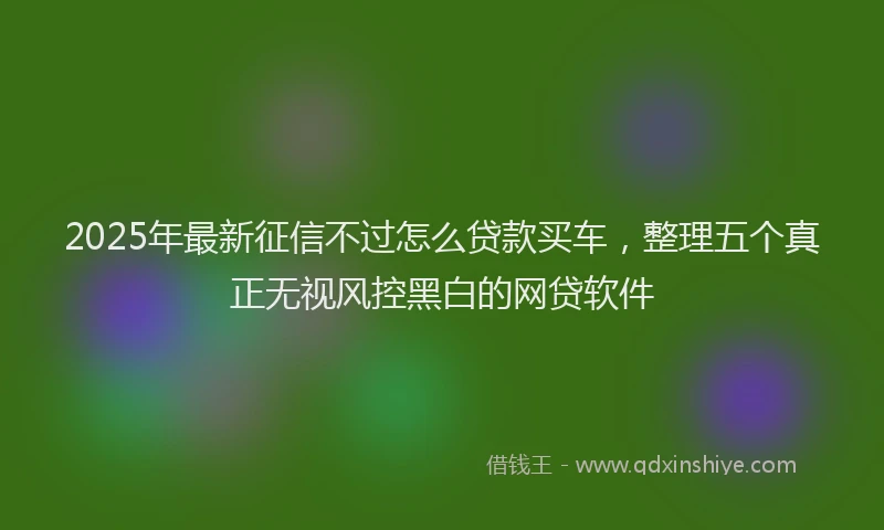 2025年最新征信不过怎么贷款买车，整理五个真正无视风控黑白的网贷软件