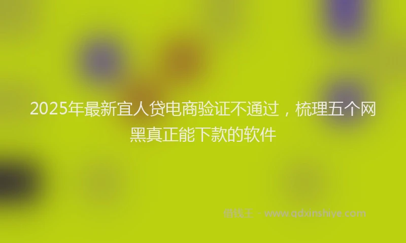 2025年最新宜人贷电商验证不通过，梳理五个网黑真正能下款的软件